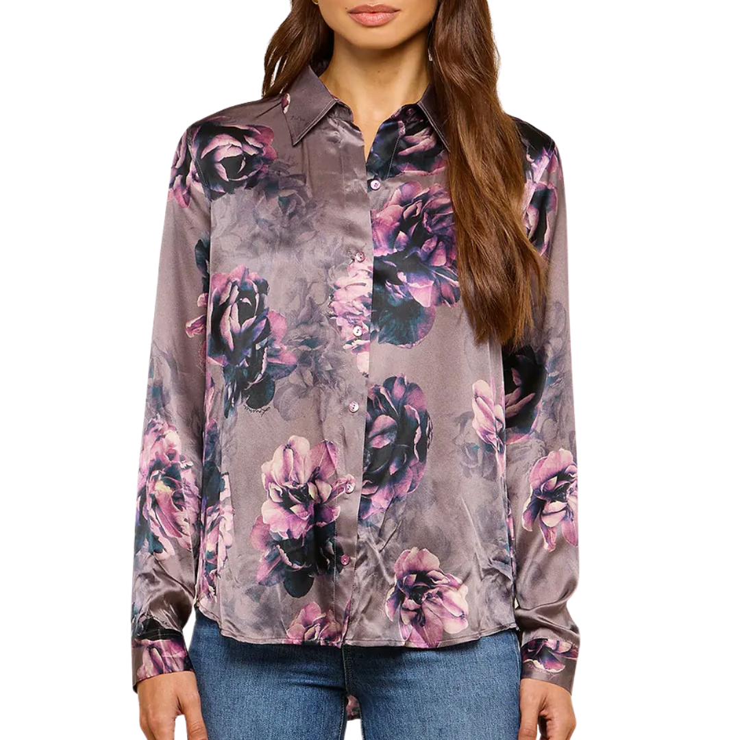 Tyler Silk Blouse in Concord Grape Small Multi Photo Floral