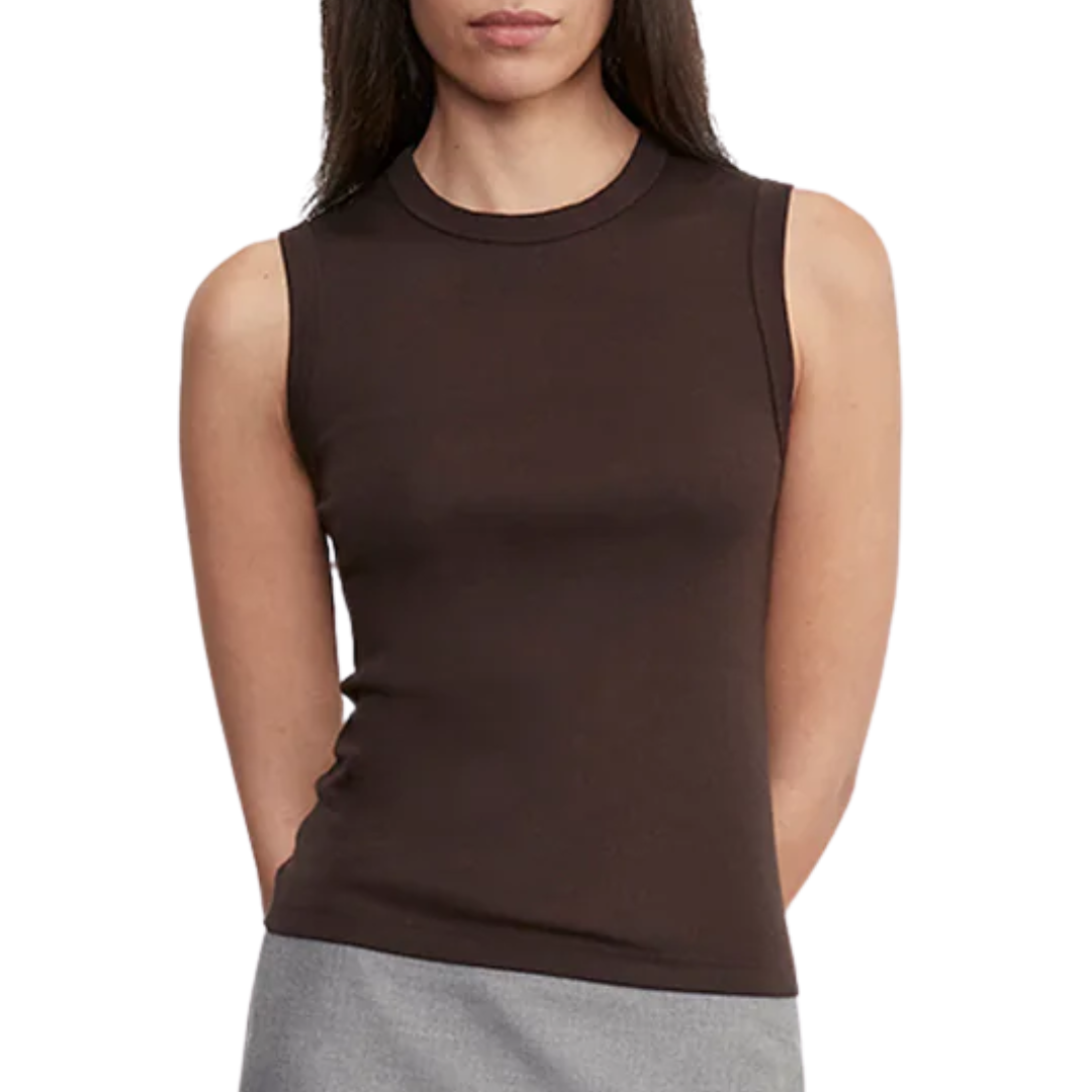 Supima Cotton Classic Sleeveless Tee in Coffee Bean