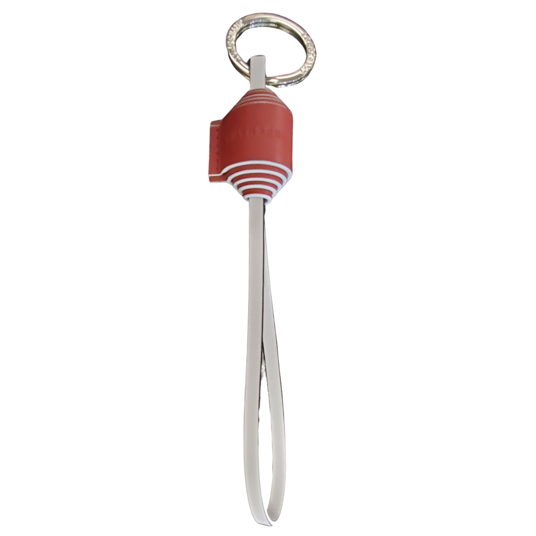 Ribbon Key Ring in Mahogany/White
