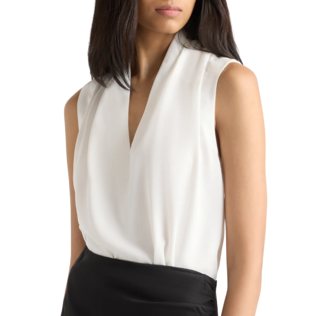 Jae V-Neck Sleeveless Blouse in Ivory