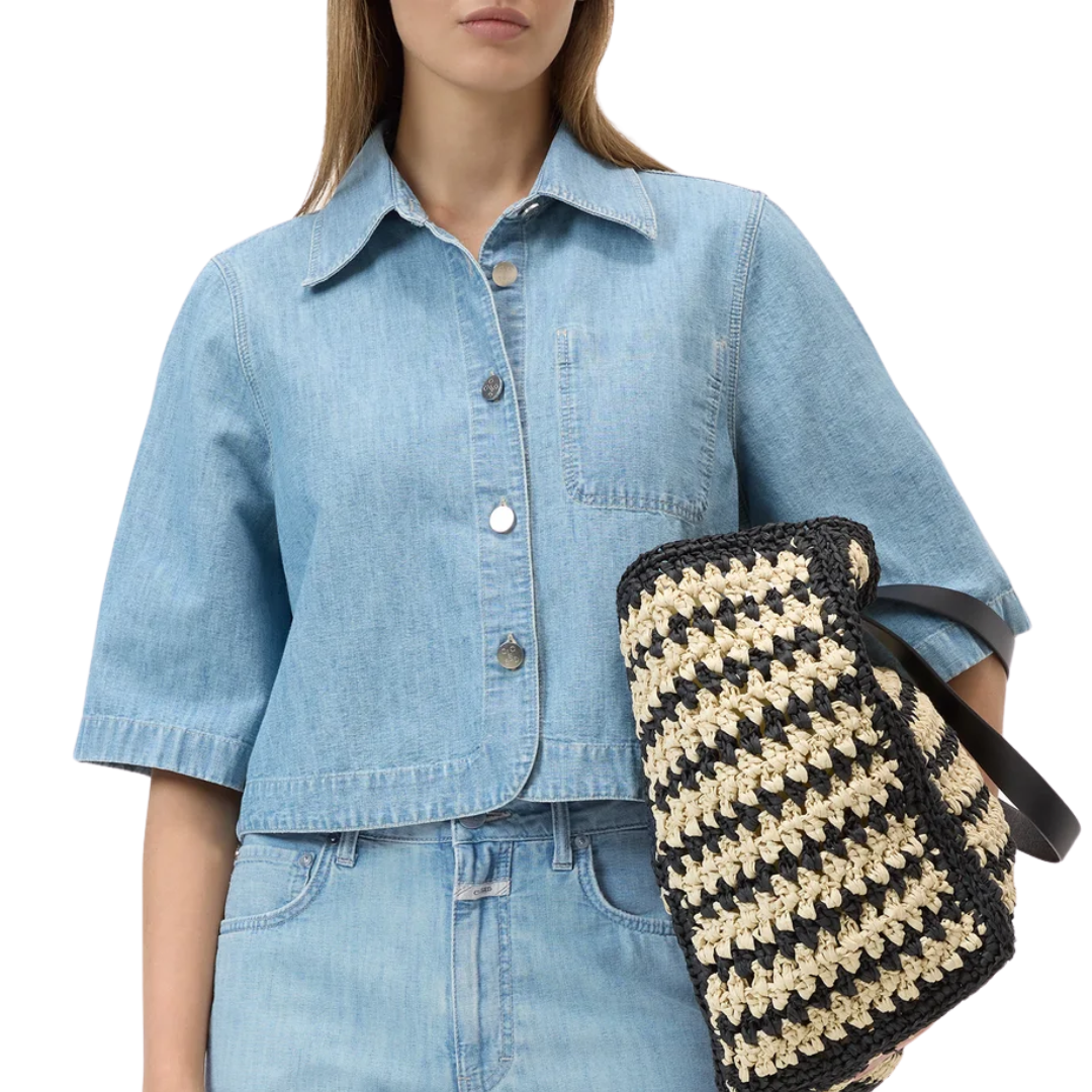 Boxy Denim Shirt in Light Blue
