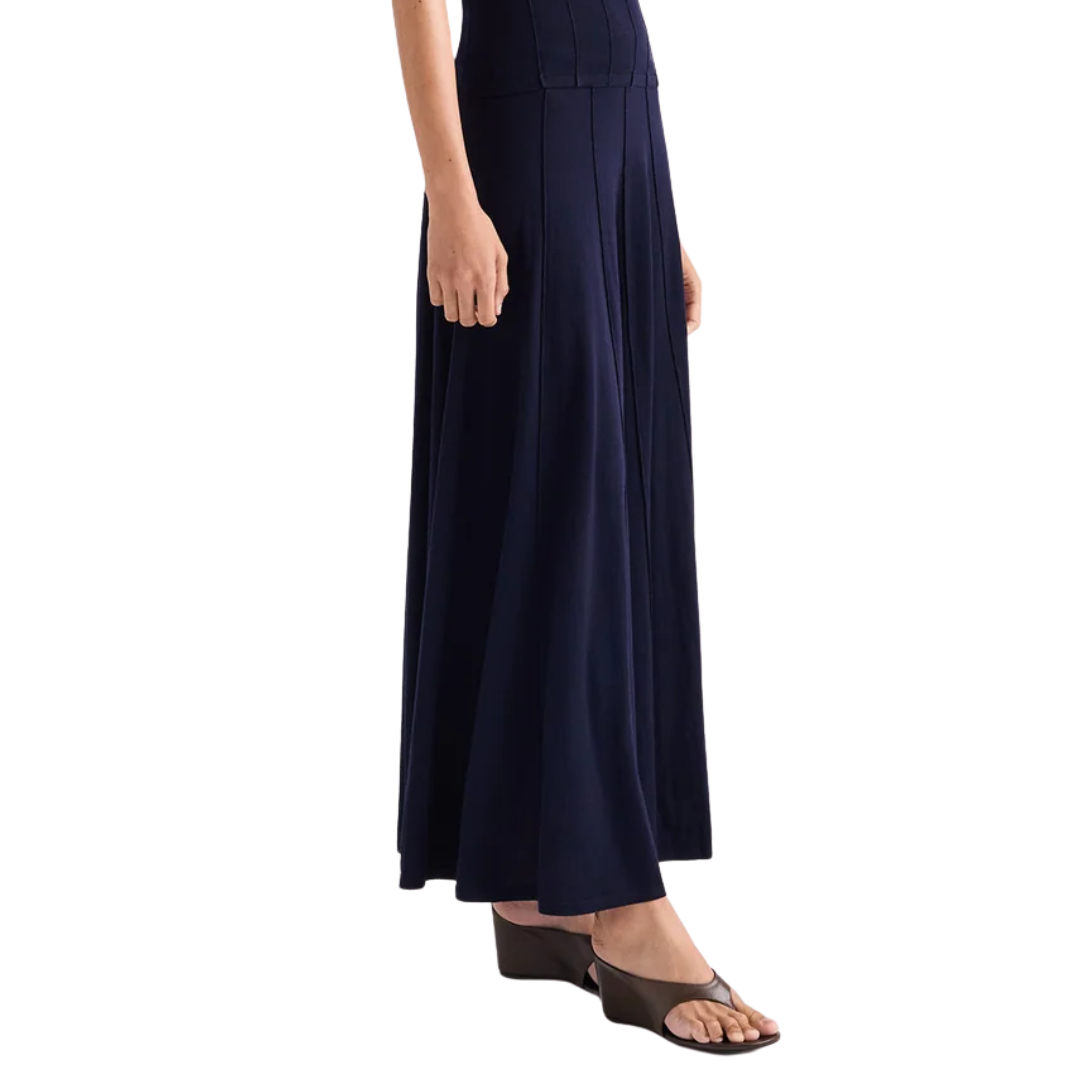 Seamed Maxi Skirt in Blue Nights