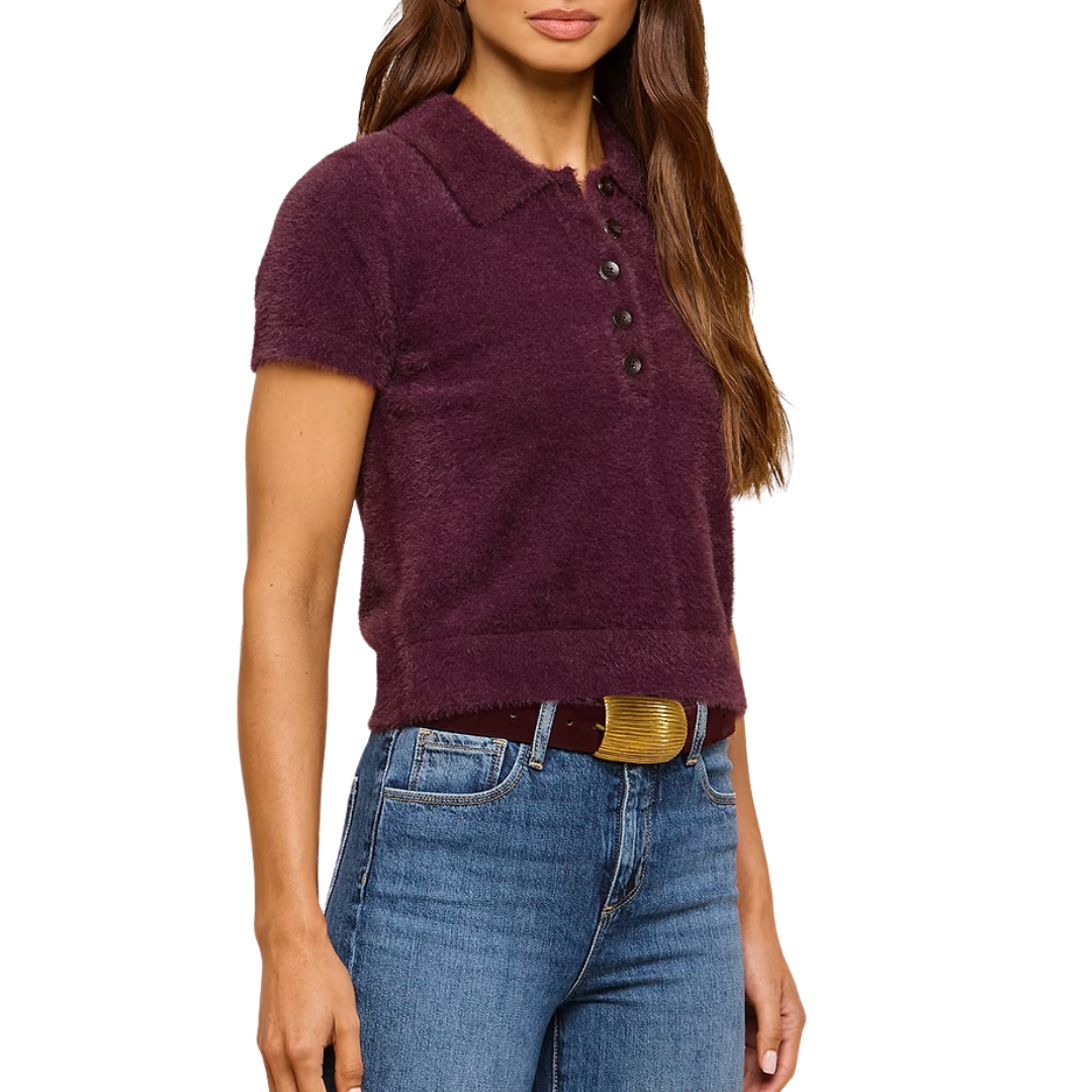 Cirrus Cropped Polo in Dark Plum