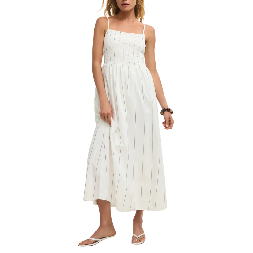 Bayside Stripe Maxi Dress in White