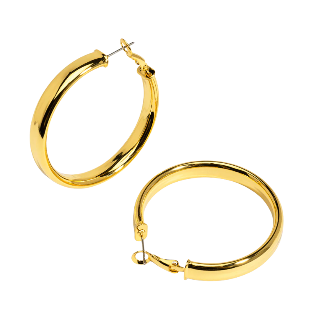 Large Flat Metal Hoop in Gold