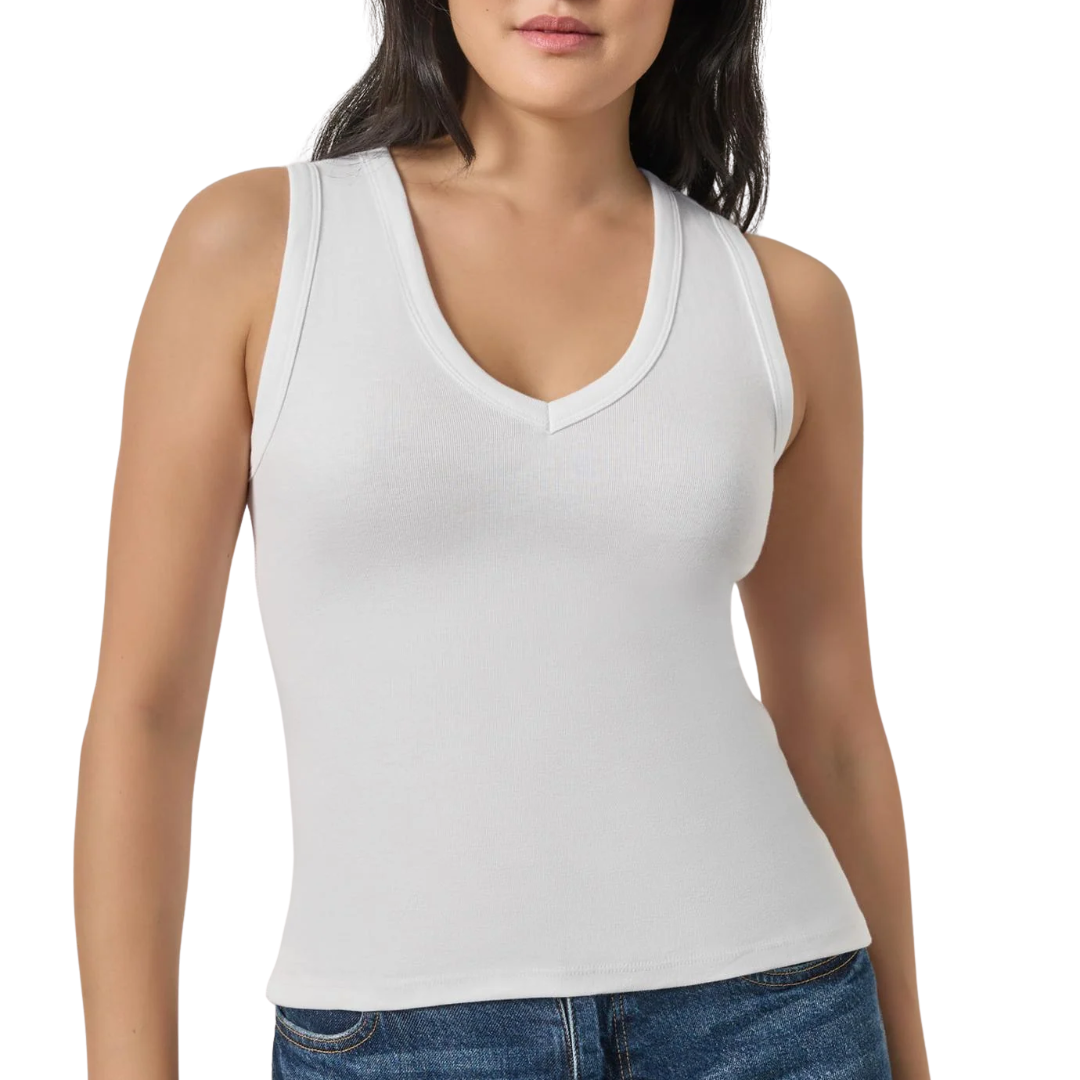 V-Neck Tank in White
