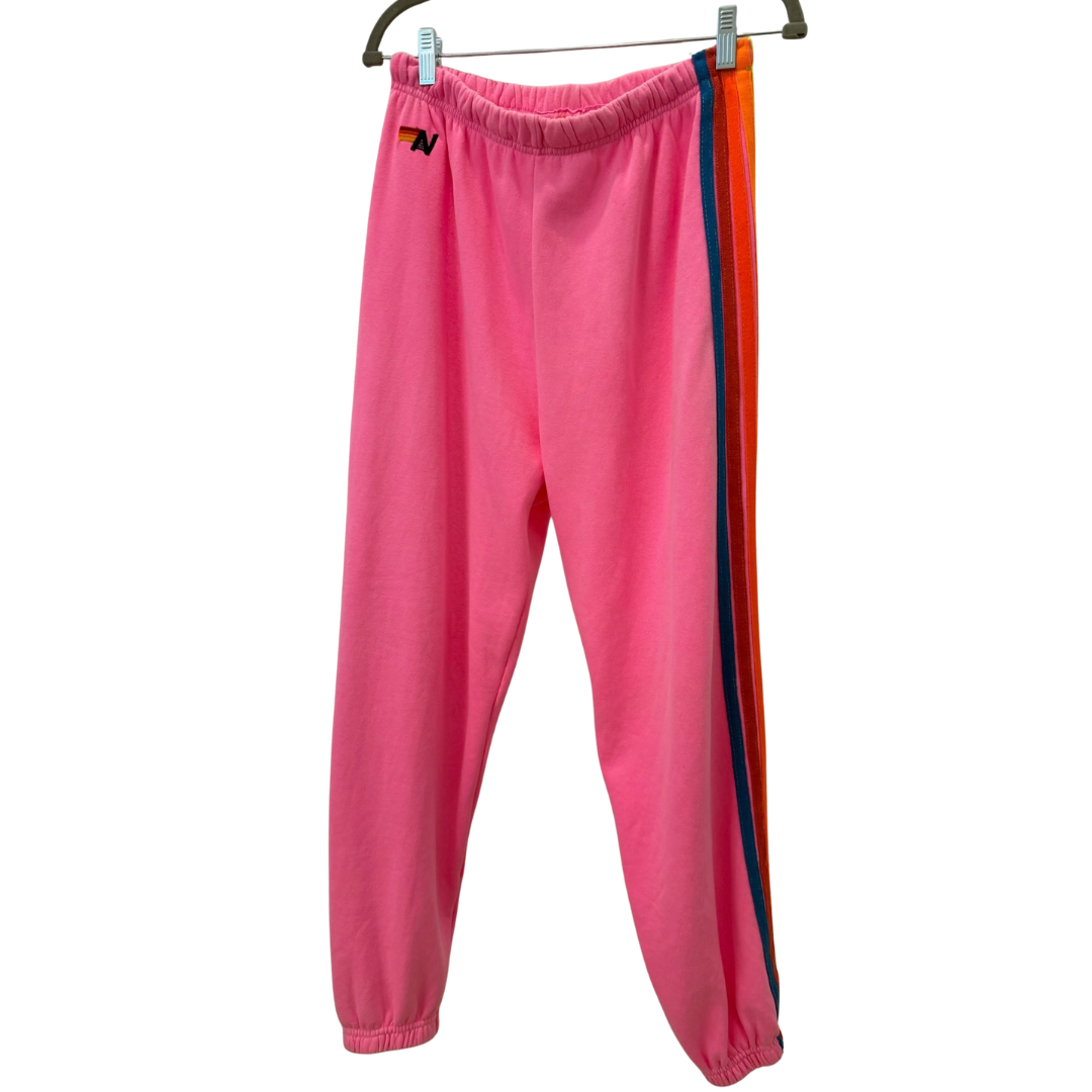 5 Stripe Sweatpants in Neon Pink/Neon Rainbow