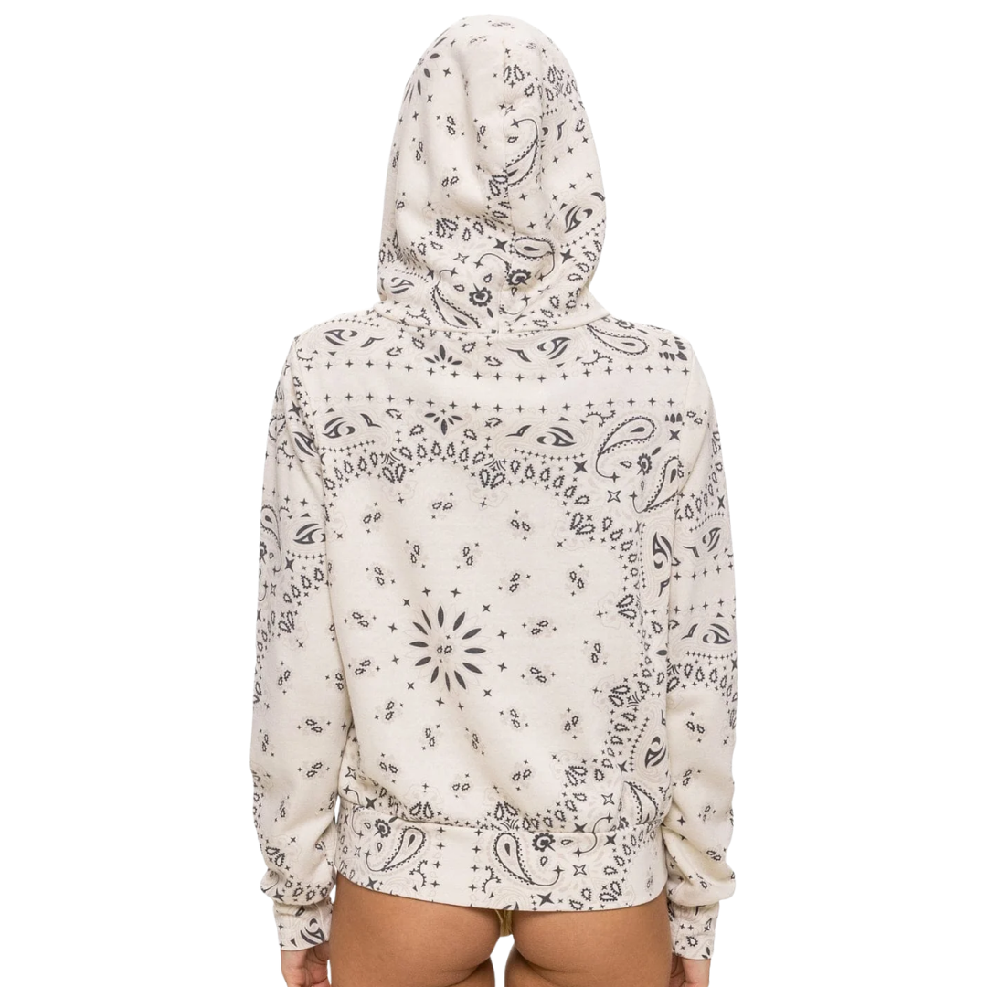 Bandana Zip Hoodie in Vintage White