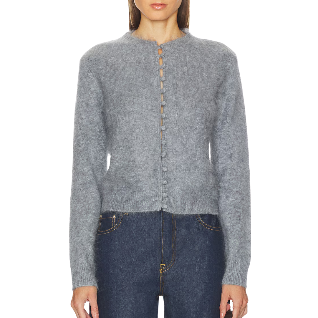 Jada Brushed Cashmere Cardigan in Heather Grey