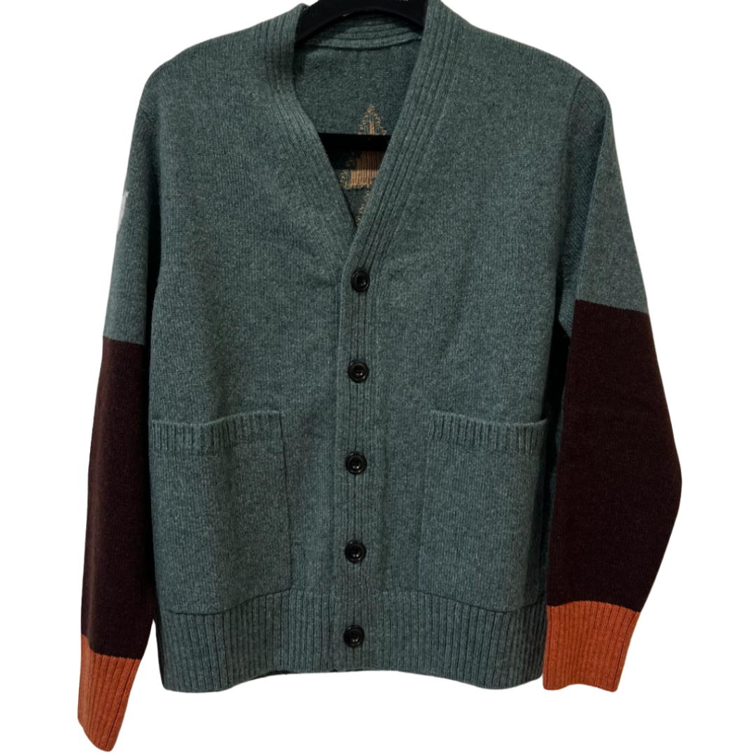 Arrows Cashmere Cardigan in Sage/Mix