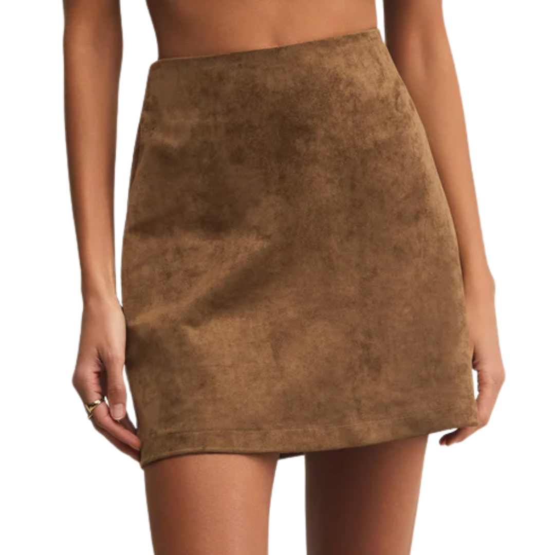 Ciera Faux Suede Mini Skirt in Coconut