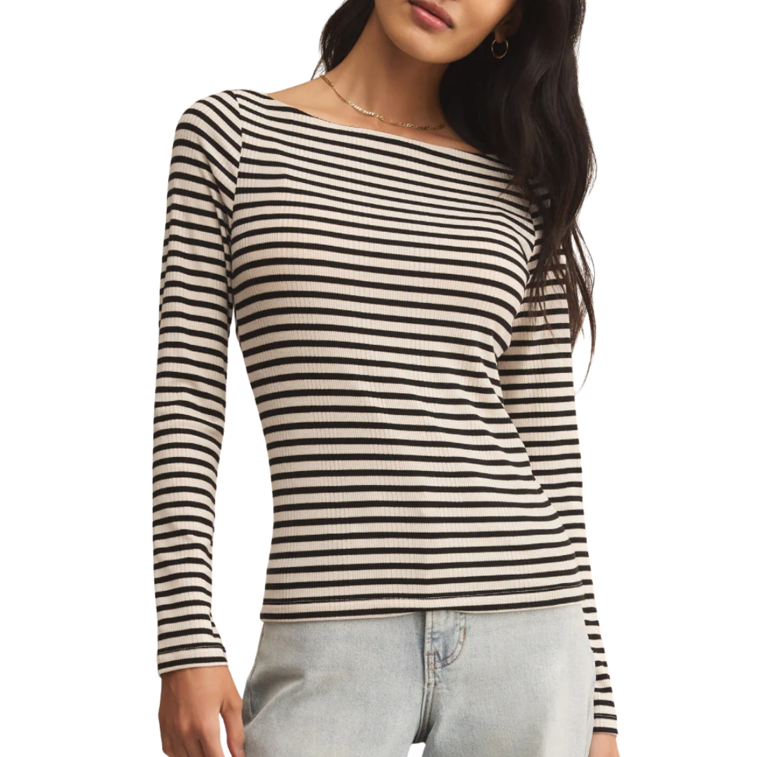 Pristine Striped Tee in Black