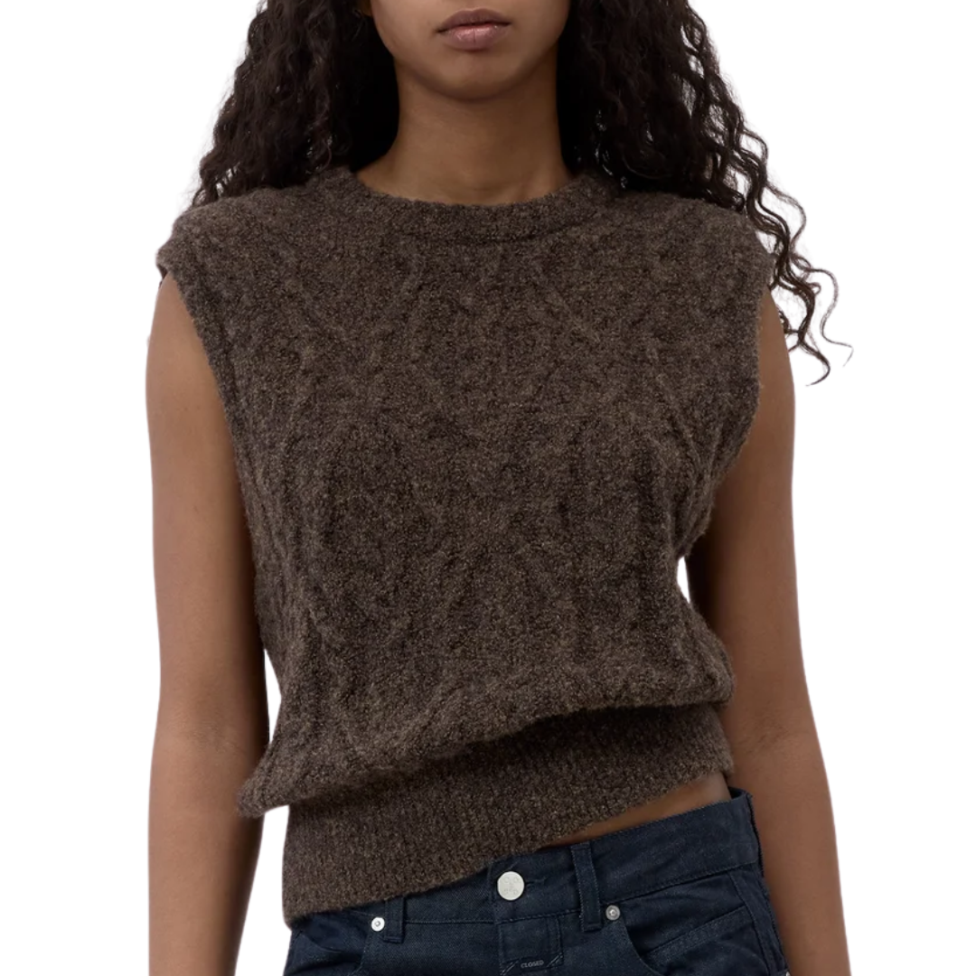 Cable Knit Top in Mahogany Brown