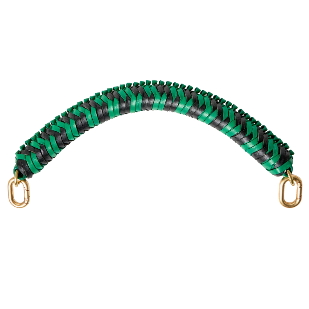 Braided Top Handle in Green Apple/Black