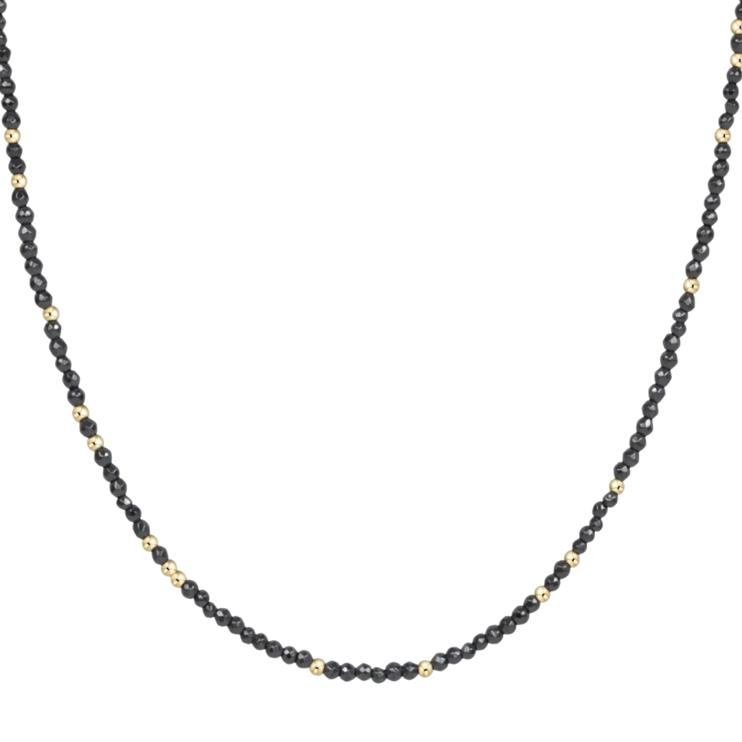 15" Choker Hope Unwritten Gemstone in Faceted Hematite
