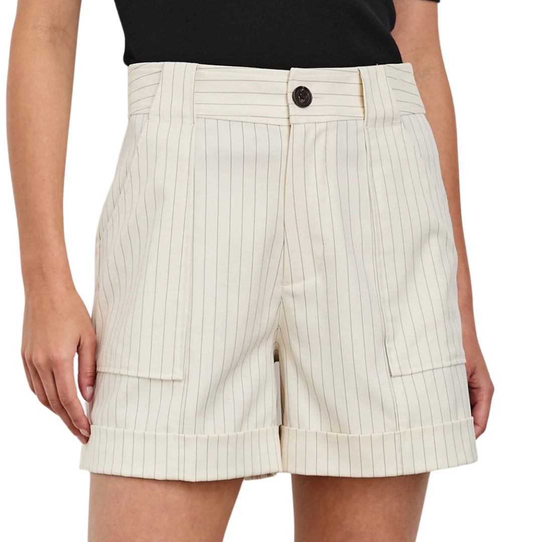 Maryam Short in Birch Pinstripe