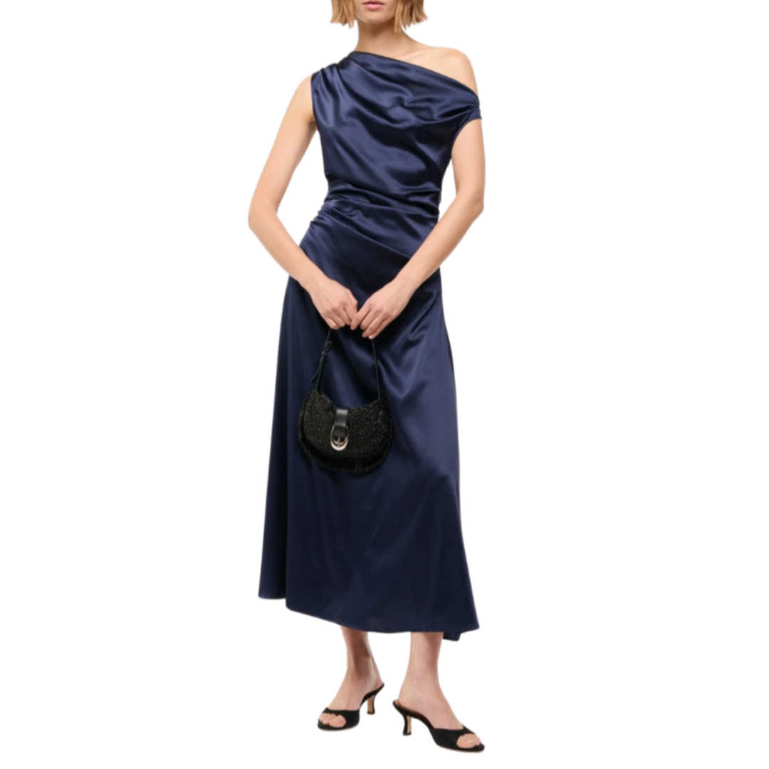 Phare Silk Dress in Navy