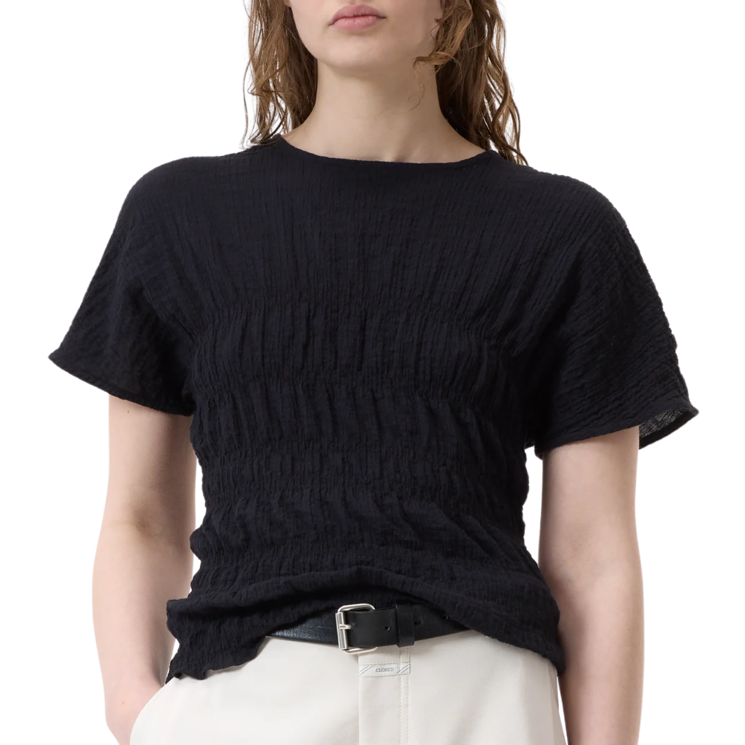Crinkle-Effect Top in Black