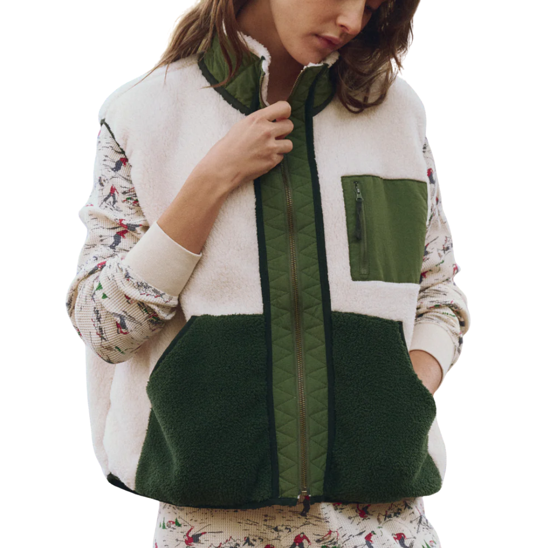 Plush Tundra Vest in Cream & Army