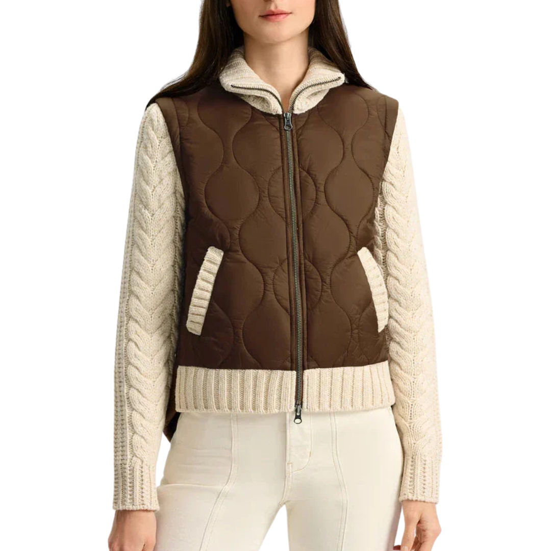 Patra Mixed Media Jacket in Mocha/Heathered Sand
