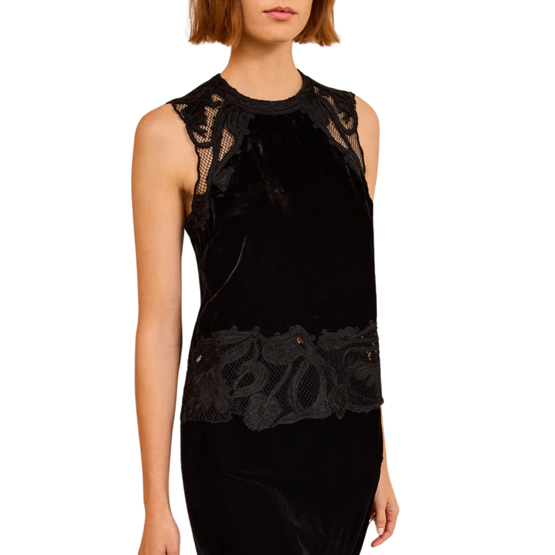 Kassandra Embroidered Top in Noir
