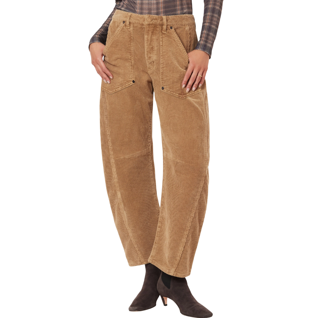 Harper Corduroy Cropped Barrel in Fawn