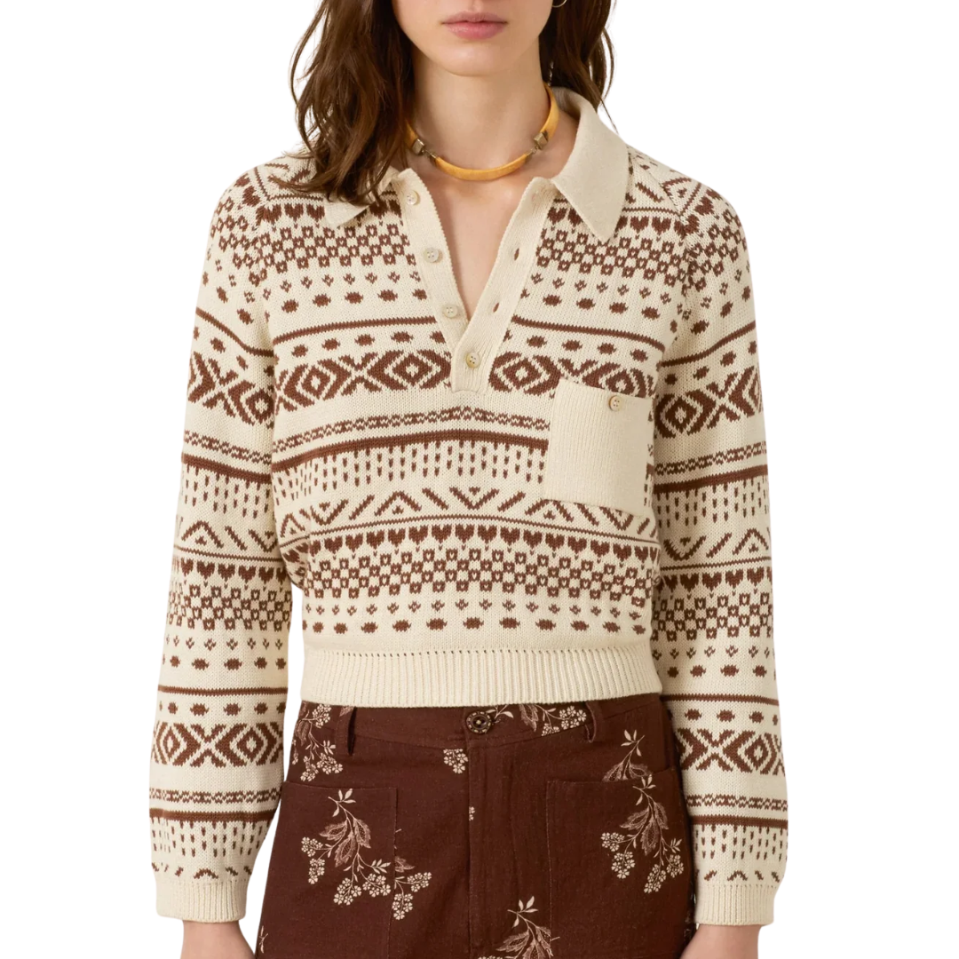 Liza Frost Fair Isle Top in Off-White