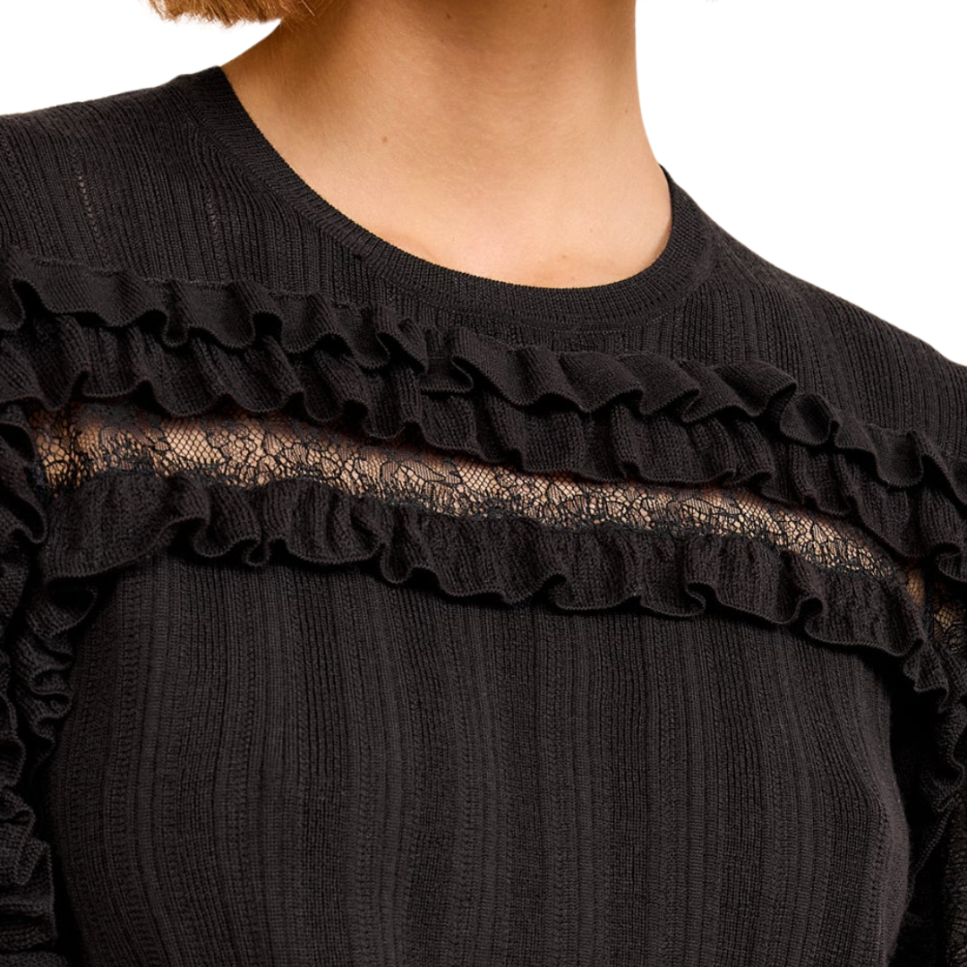 Salima Short Sleeve Knit in Noir