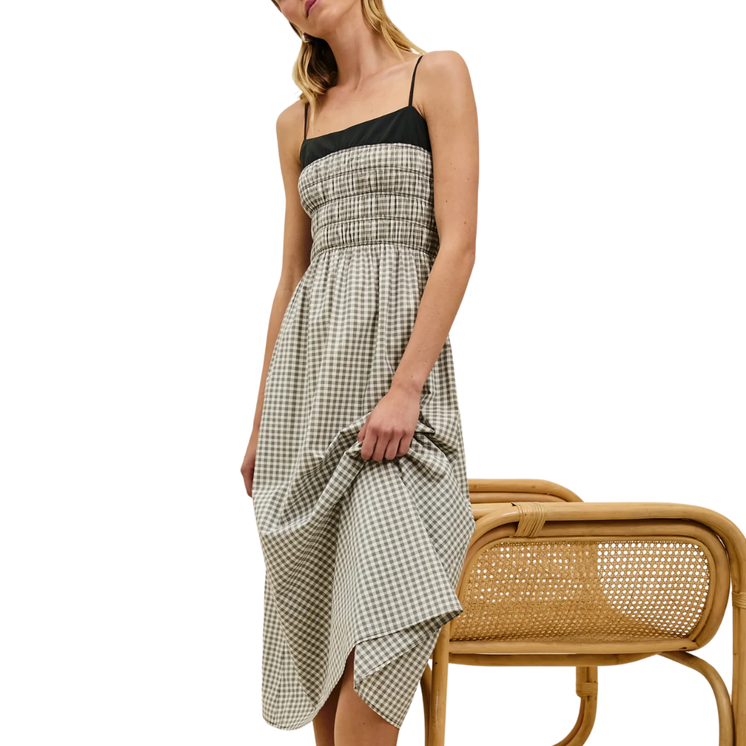 Primrose Dress in Ivory Jet Gingham