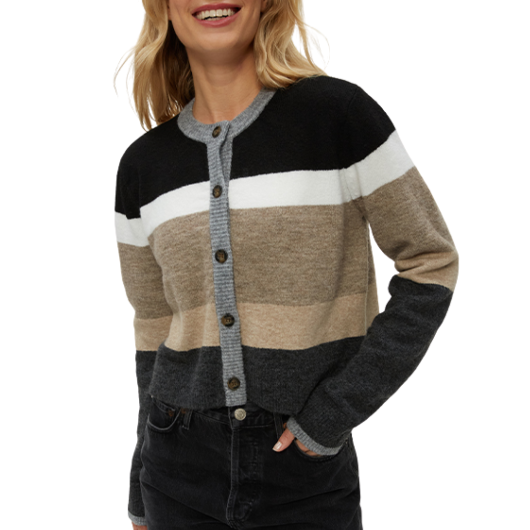 Fiona Stripe Cardigan in Neutral Stripe