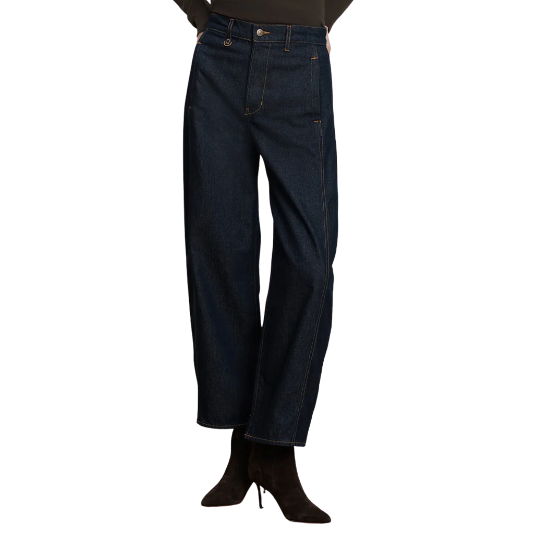 Ryder Adjustable Button Hem Barrel Jean in Indigo Rinse
