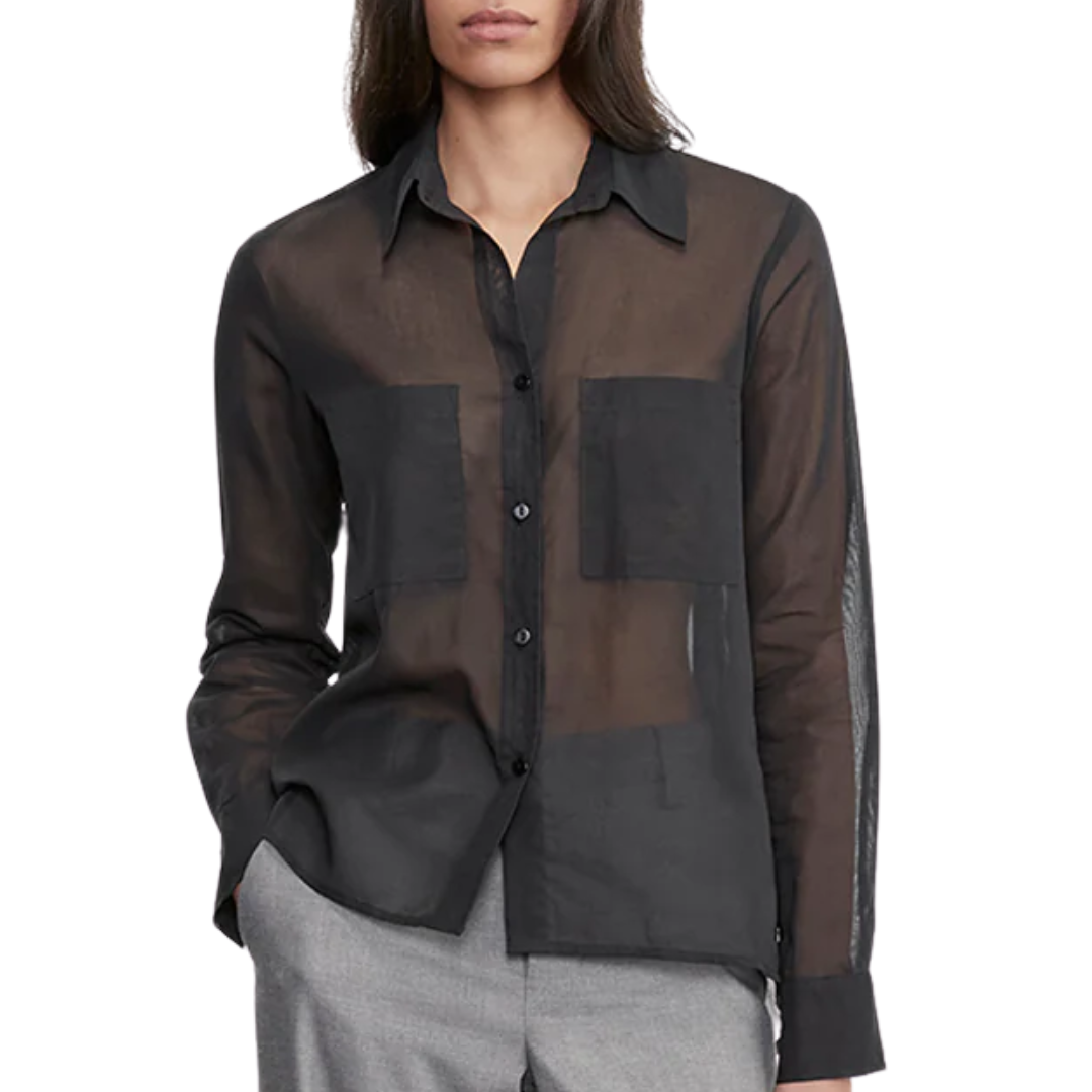 Cotton Organza Shirt in Black