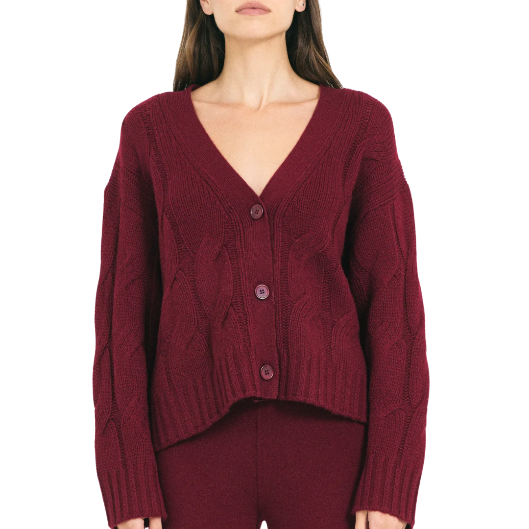 Aster Cashmere Cardigan in Currant