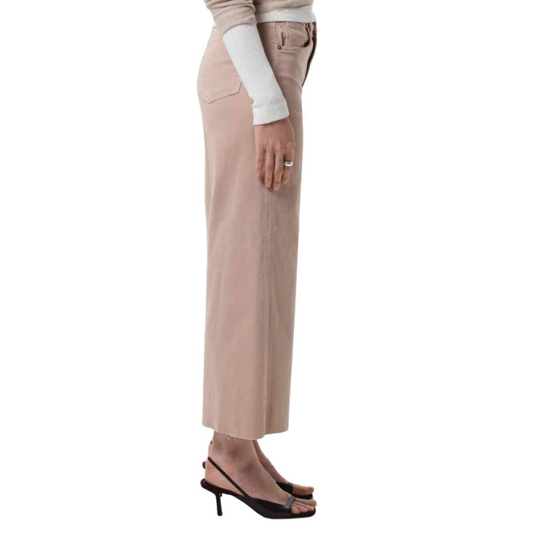 Lyra Wide Leg Crop Corduroy in Pale Stone