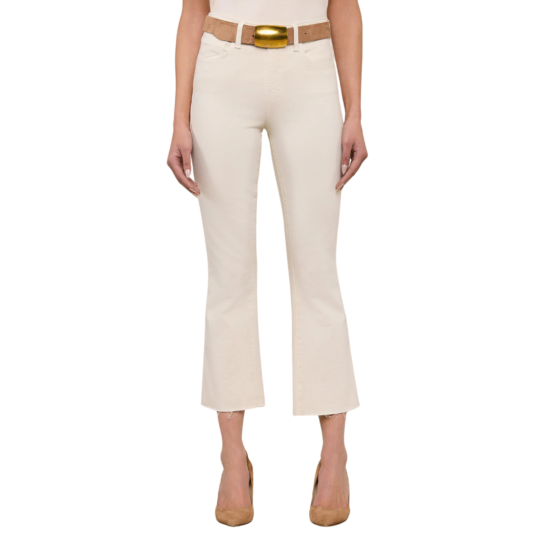 Kendra Cropped Flare Jean in Vintage White