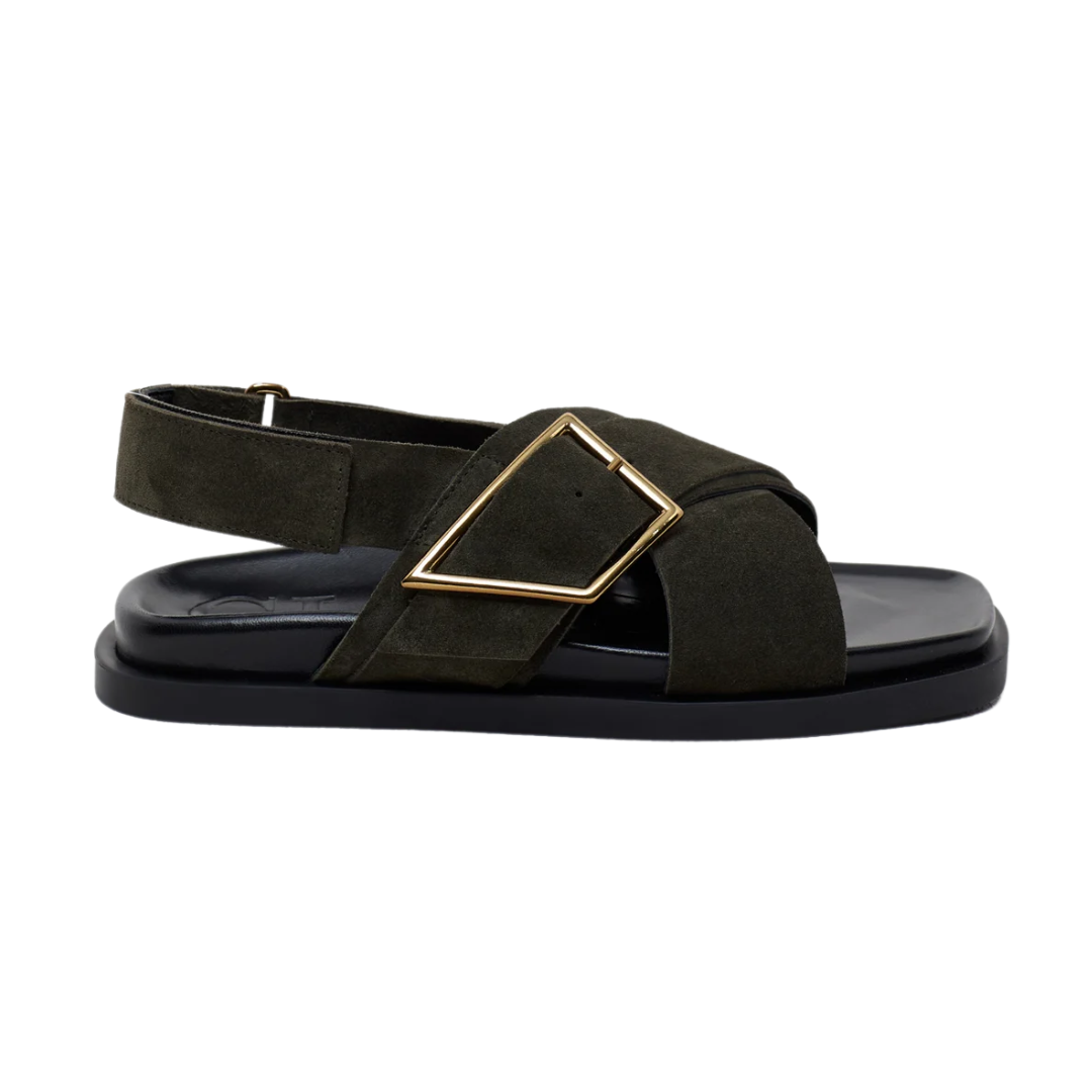 Suede Sandals in Chino Green
