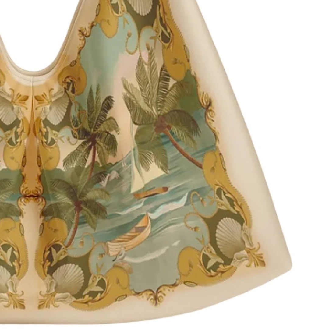 Satin Scarf Medium Bag in Royal Sea