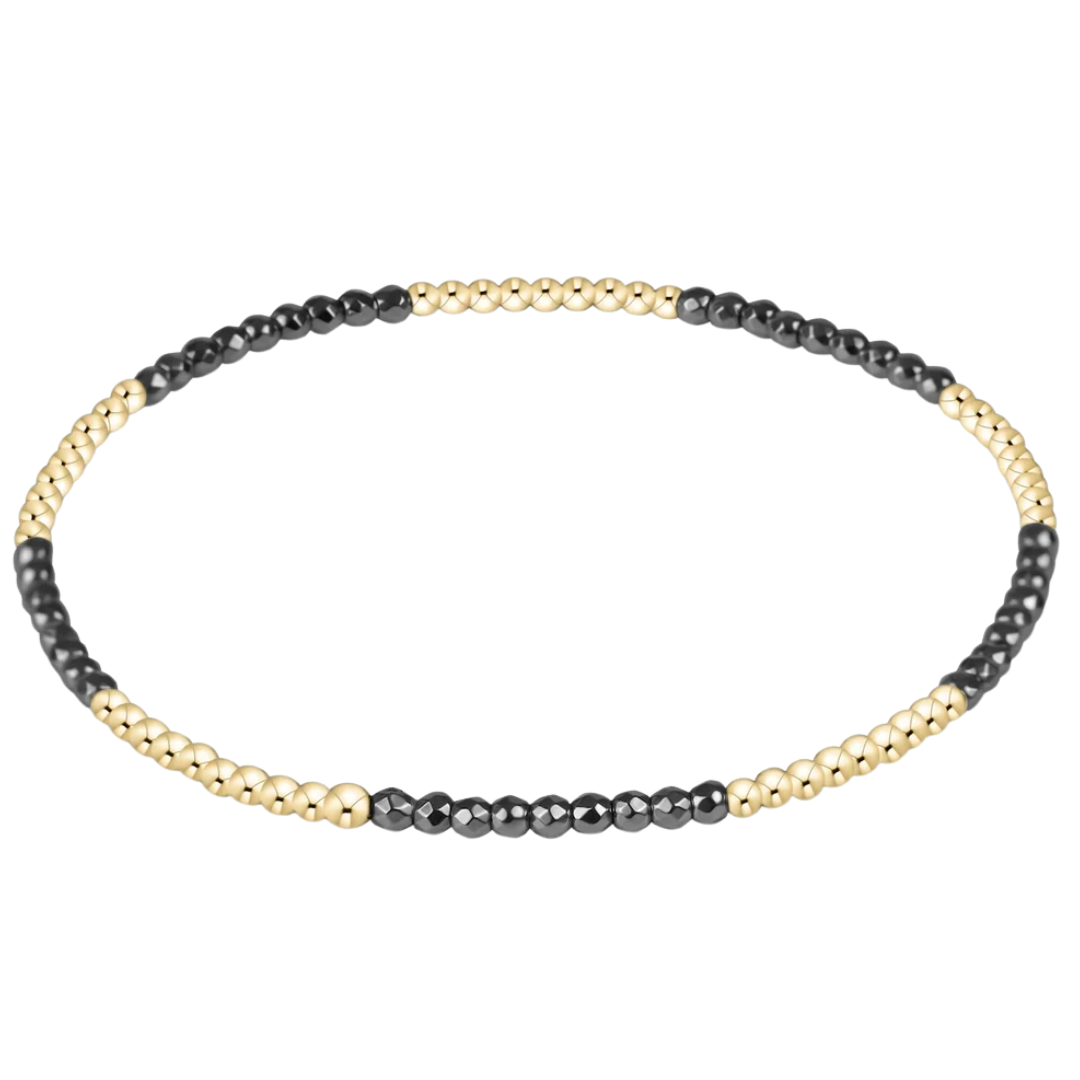 Blissful Pattern 2MM Bracelet Silver Faceted Hematite