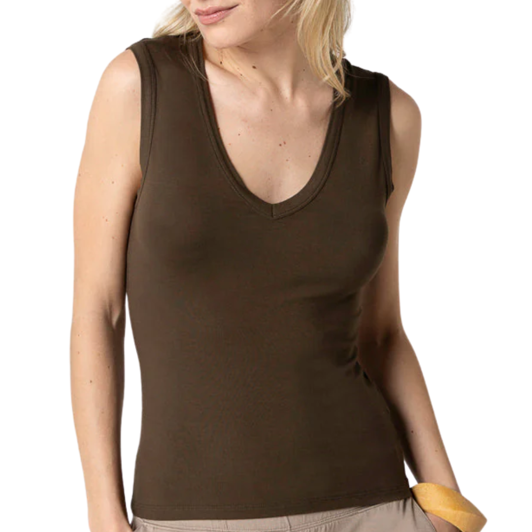 Soft Touch V-Neck Tank in Tonka