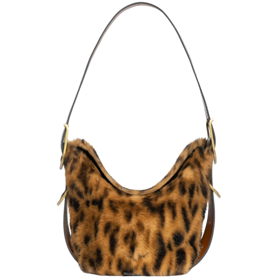 Baby Jane Leopard Bag in Cognac