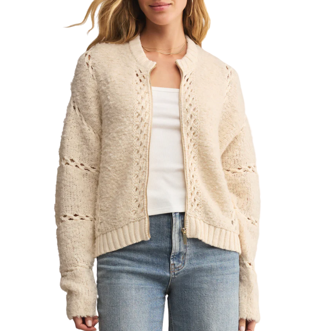 Sundance Zip-Up Sweater Jacket in Crystal