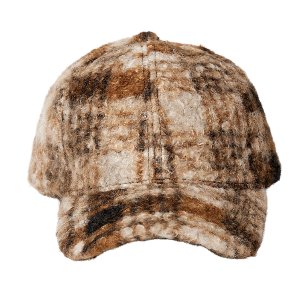 Novelty Sherpa Cap in Brown Plaid