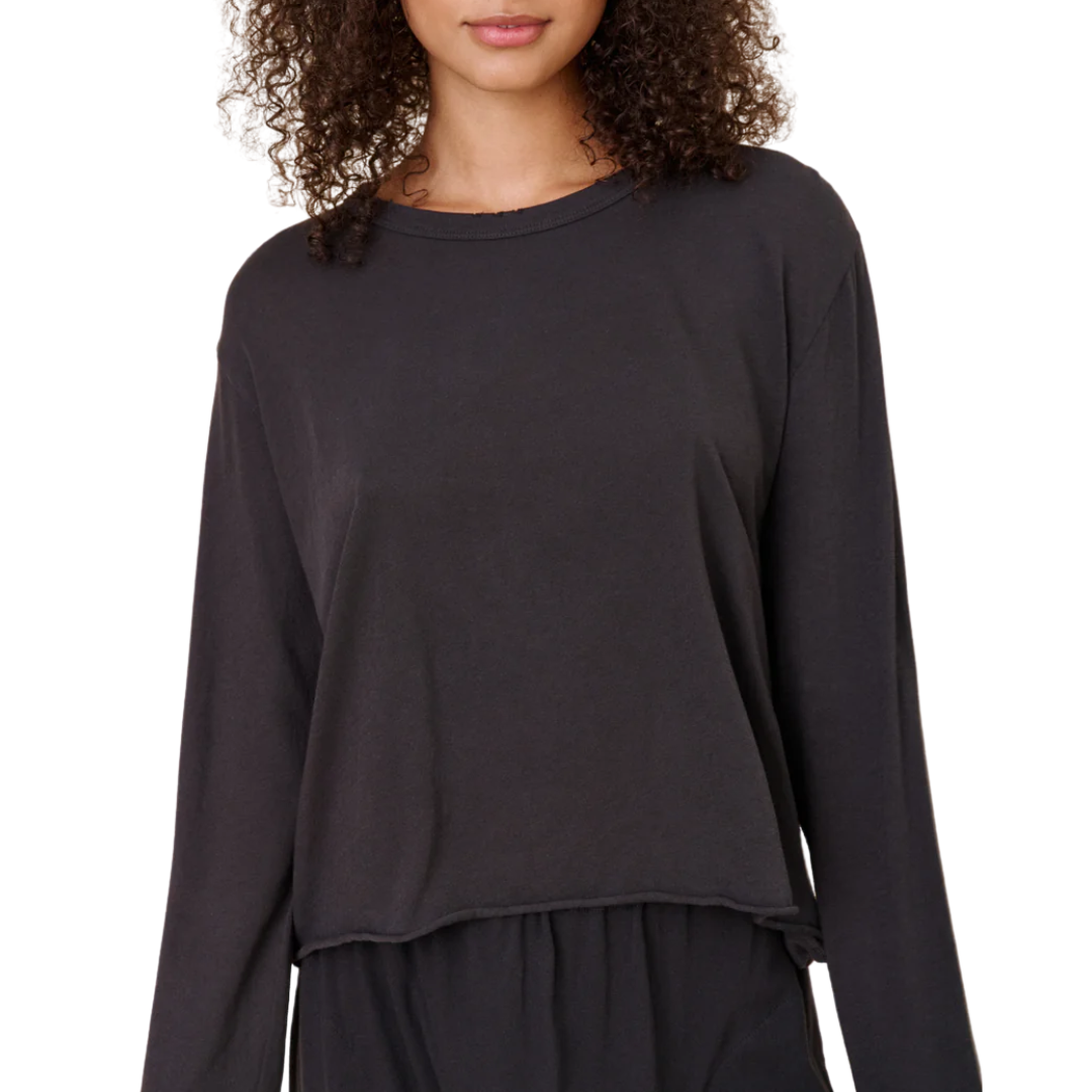 The Long Sleeve Crop Tee in Almost Black