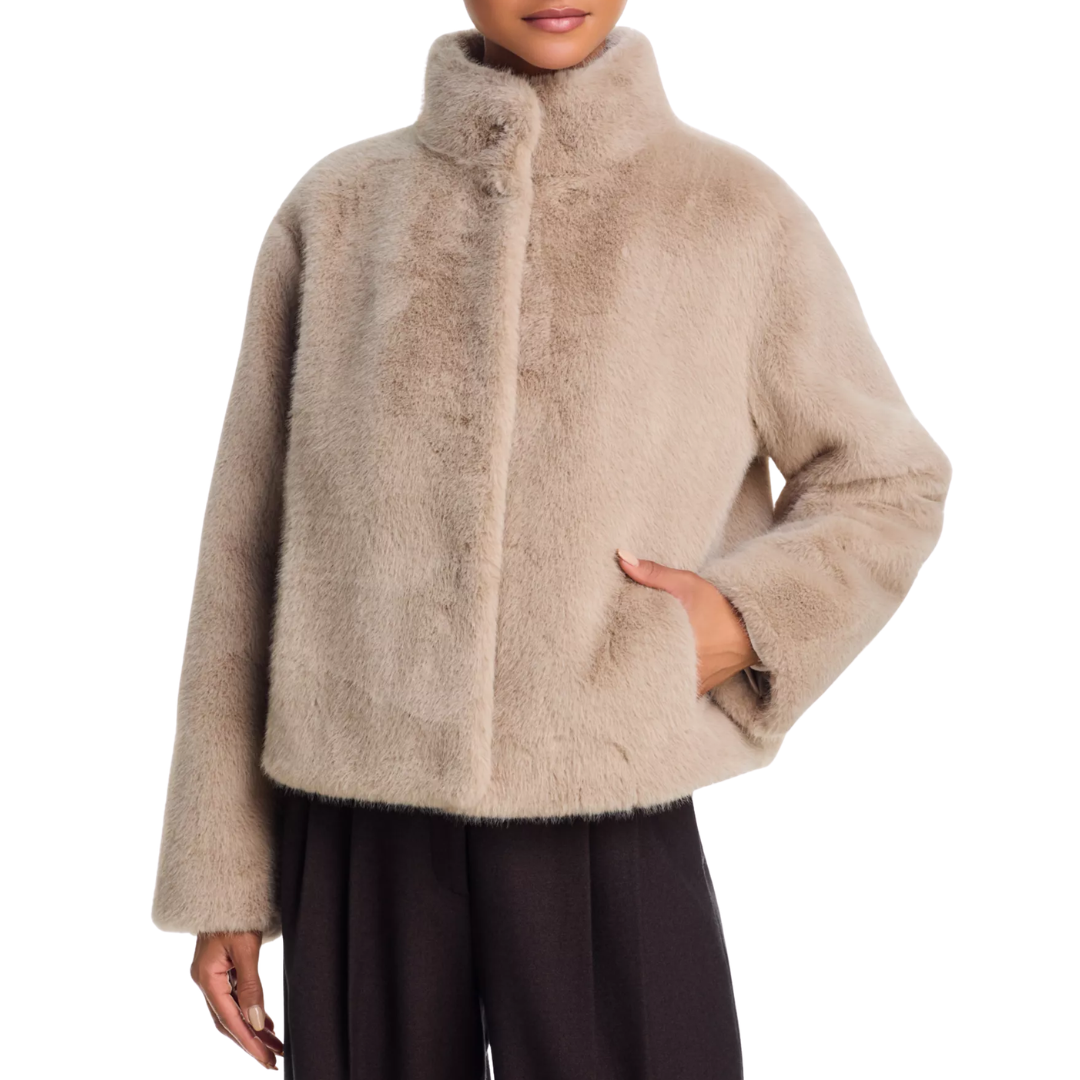Sheena Luxe Faux Fur Jacket in Beige