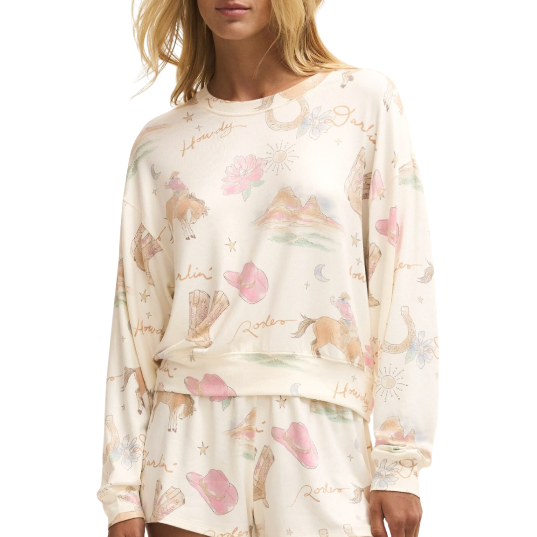 Desert Rose Long Sleeve Top in Vanilla Ice