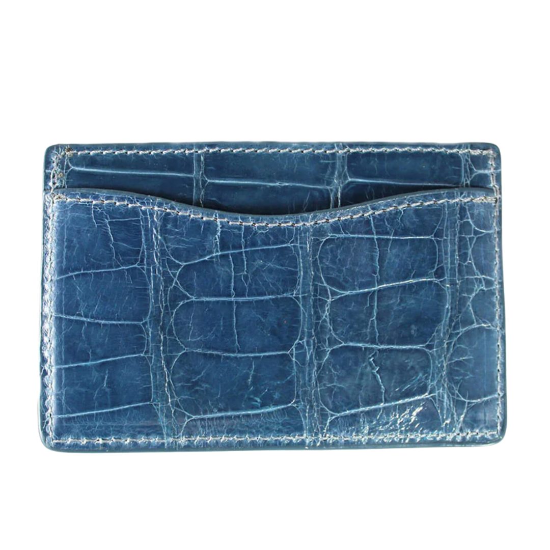 Alligator Card Case in Ocean Blue