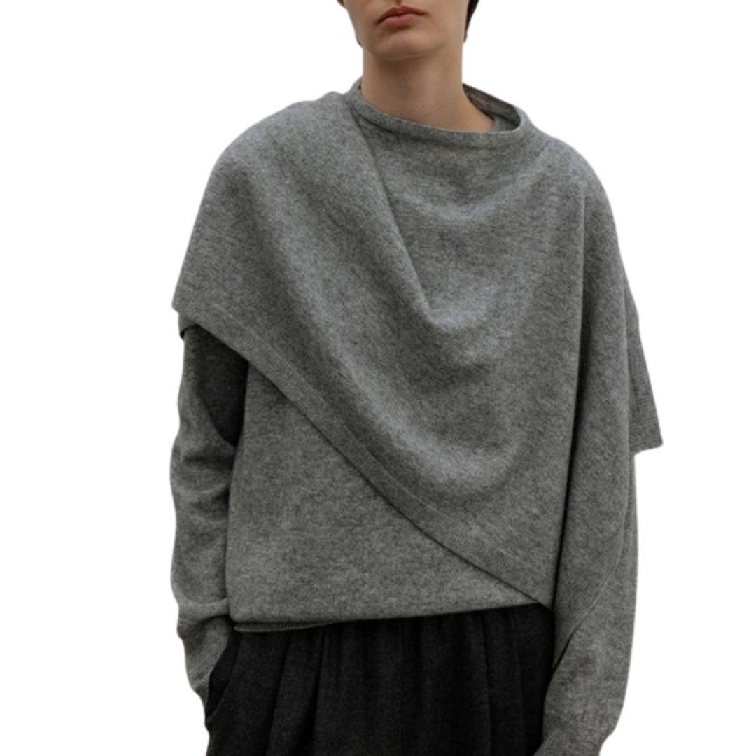Cashmere Blend Neck Cape in Grey