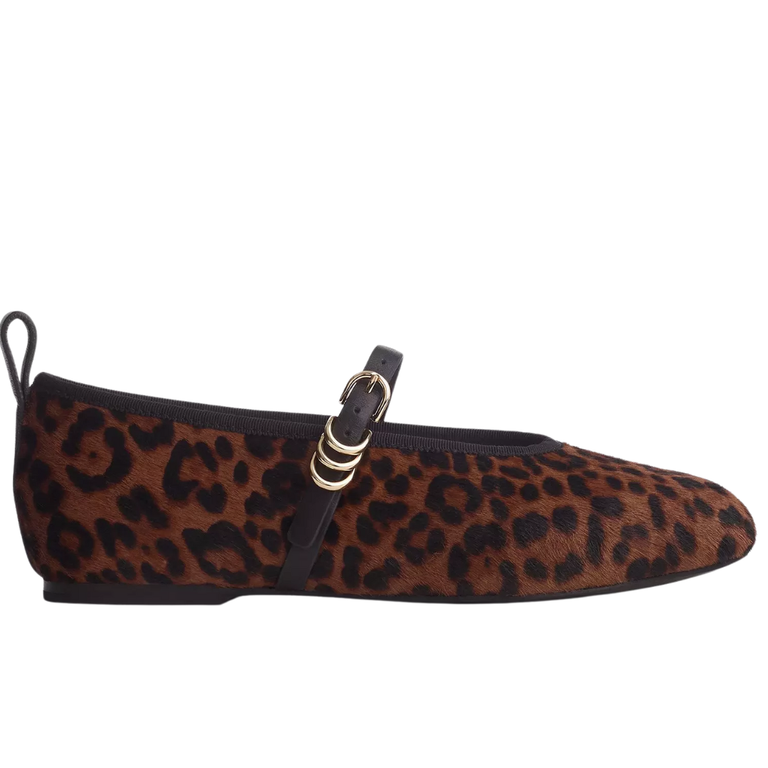 Spire Mary Janes in Leopard Hair Calf