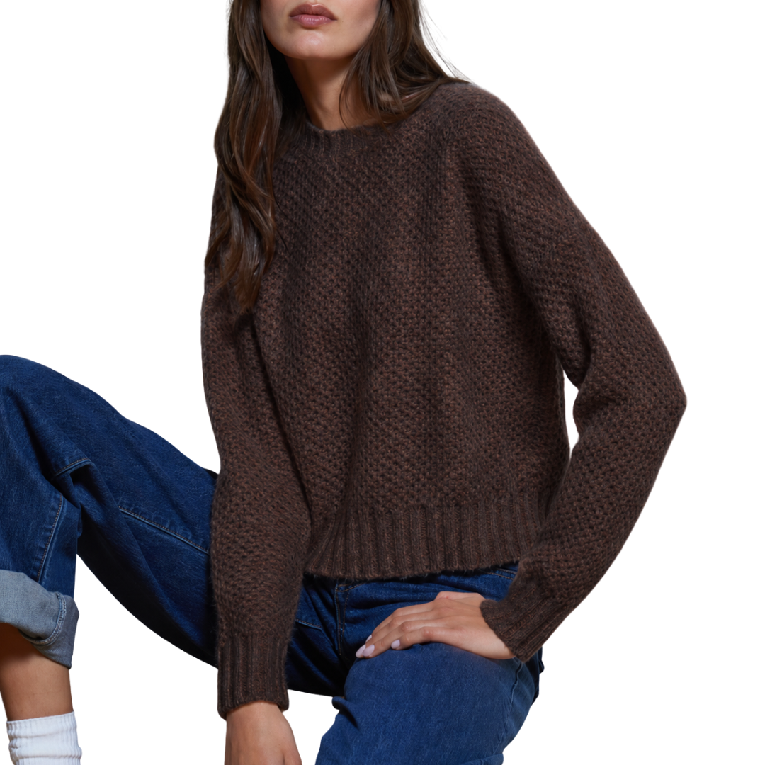 Chunky Honeycomb Sweater in Espresso
