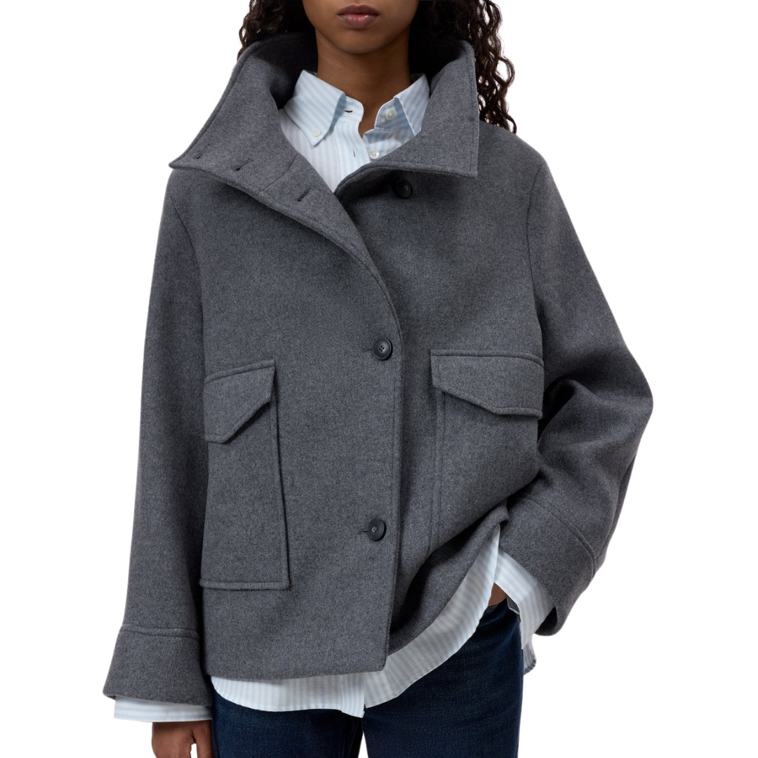 Wool Jacket in Dark Grey Melange